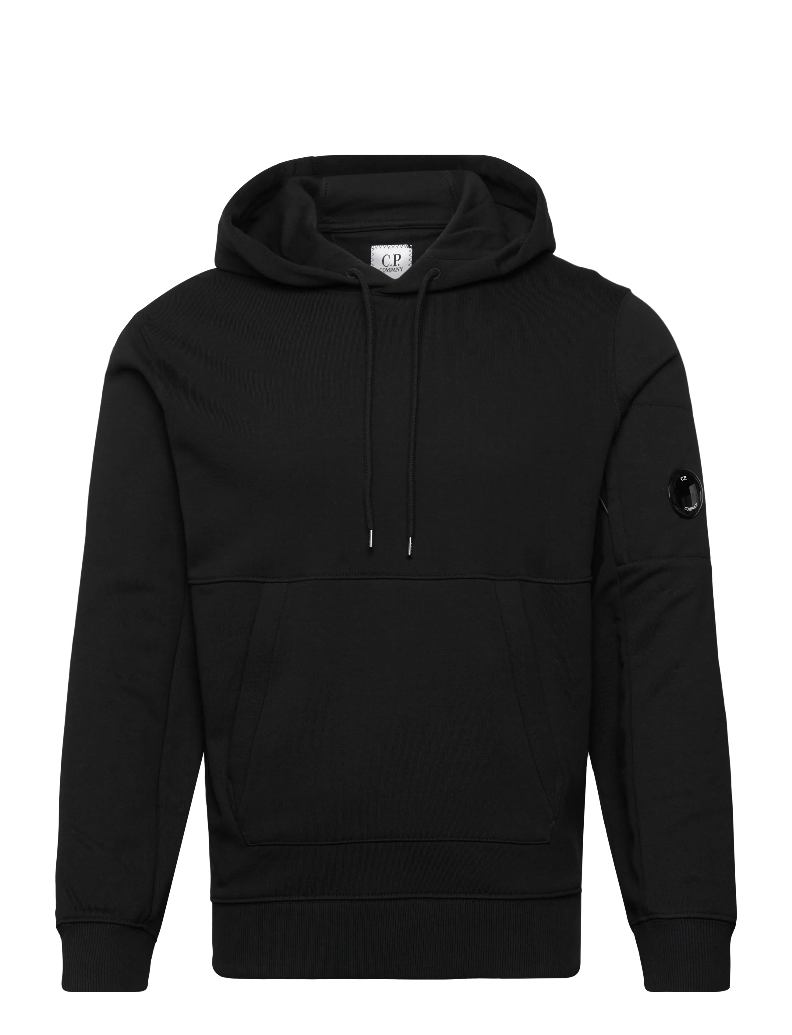 Diagonal Raised Fleece Hooded Sweatshirt - BLACK