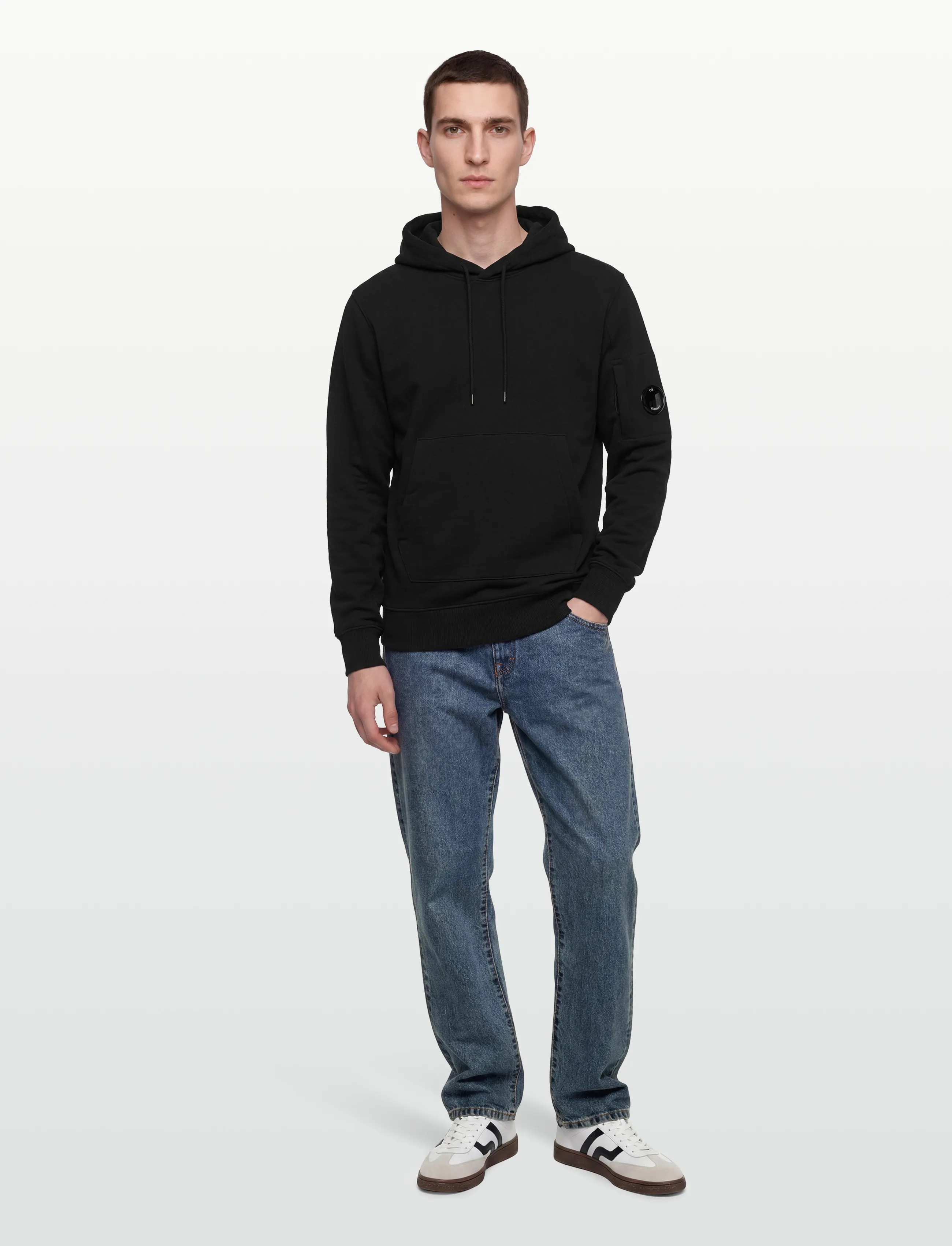 Diagonal Raised Fleece Hooded Sweatshirt