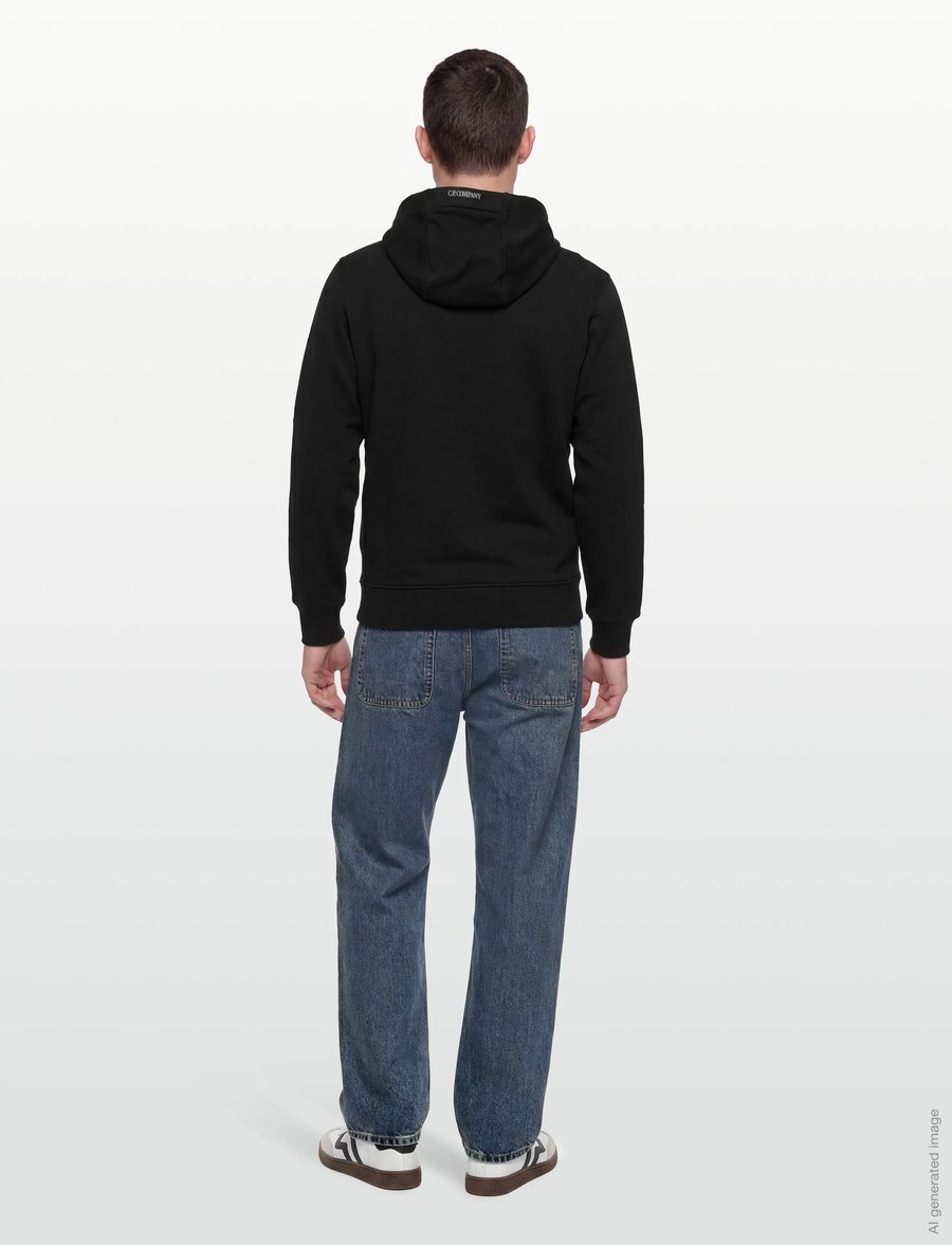 C.P. Company - Diagonal Raised Fleece Hooded Sweatshirt - sweats à capuche - black - 4