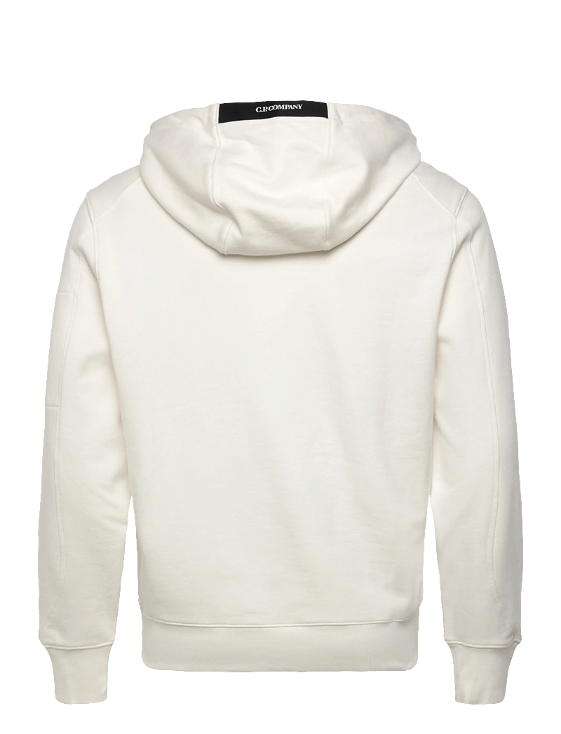 C.P. Company - Diagonal Raised Fleece Hooded Sweatshirt - hettupeysur - gauze white - 1