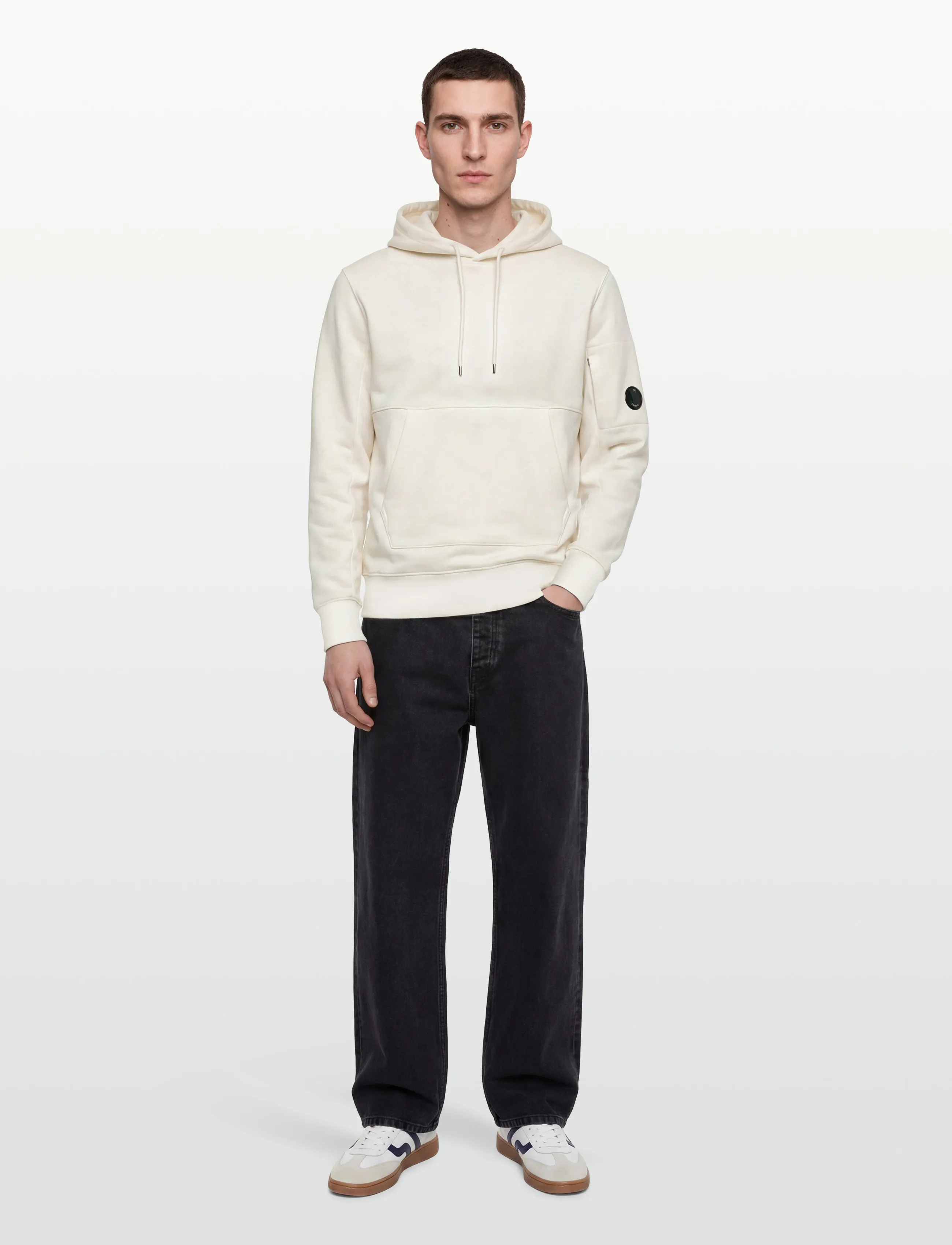 Diagonal Raised Fleece Hooded Sweatshirt