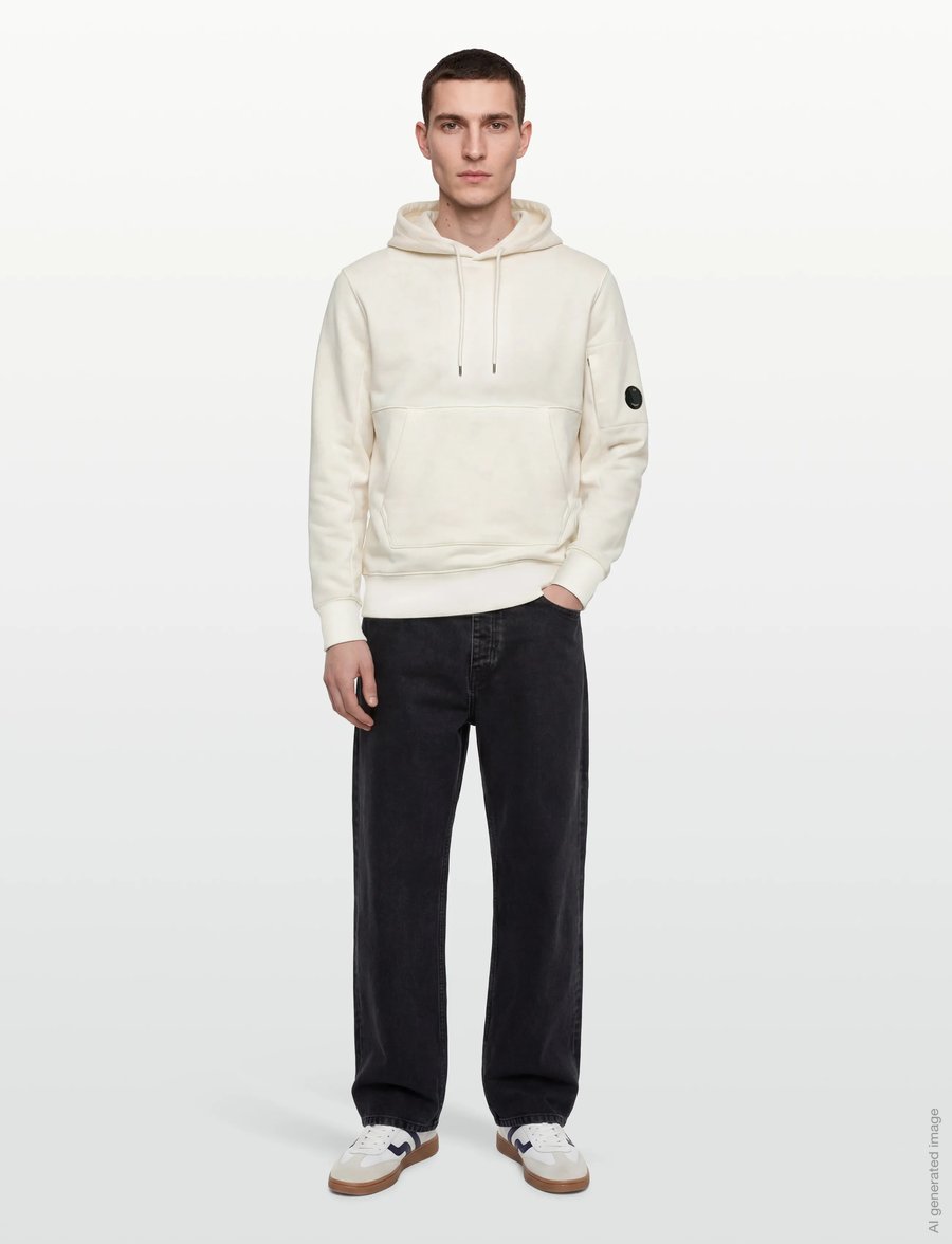 C.P. Company - Diagonal Raised Fleece Hooded Sweatshirt - sweatshirts - gauze white - 0