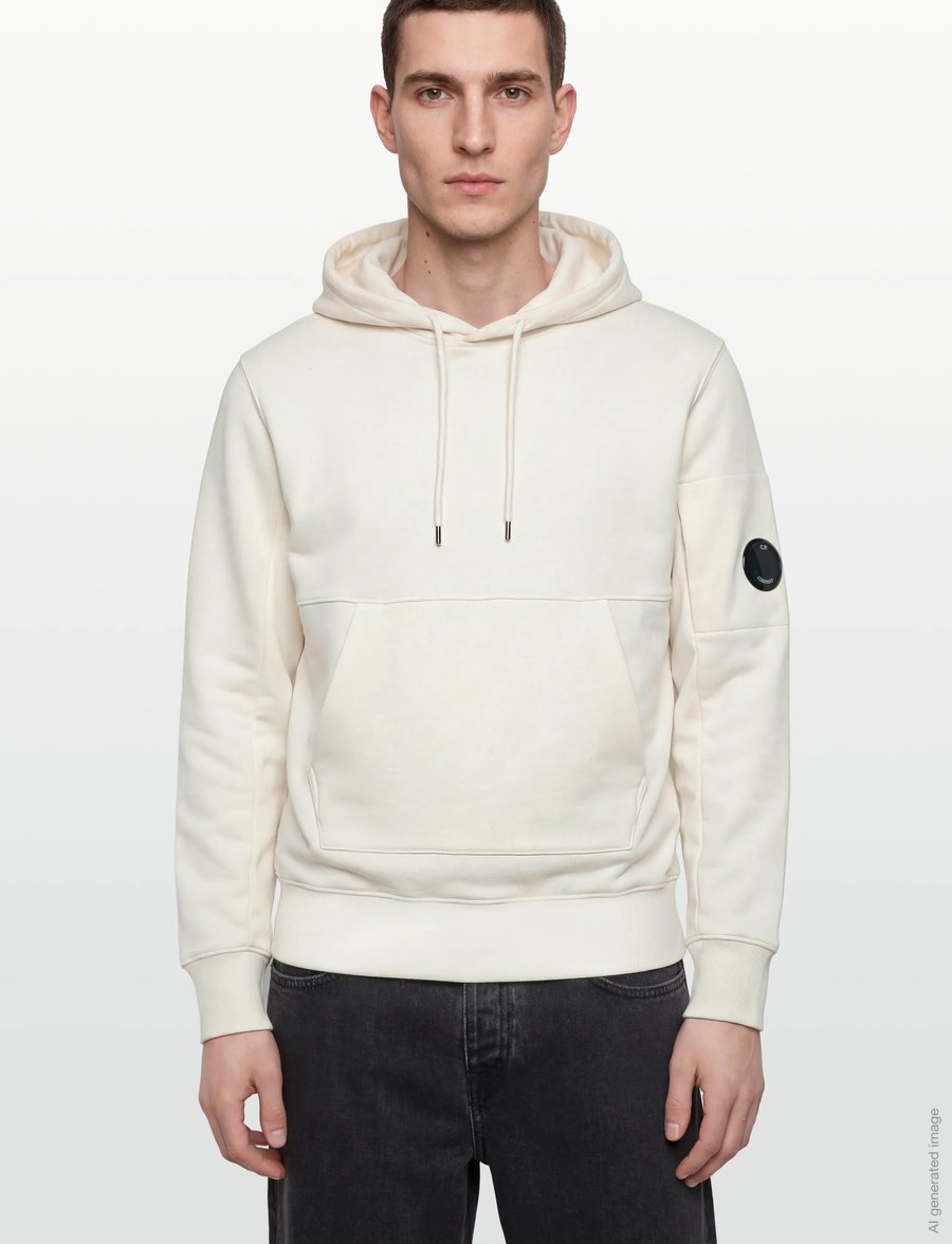 C.P. Company - Diagonal Raised Fleece Hooded Sweatshirt - sweatshirts - gauze white - 4
