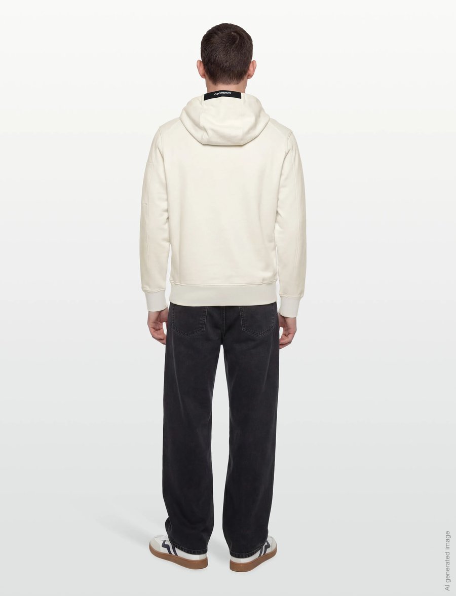 C.P. Company - Diagonal Raised Fleece Hooded Sweatshirt - sweatshirts - gauze white - 5