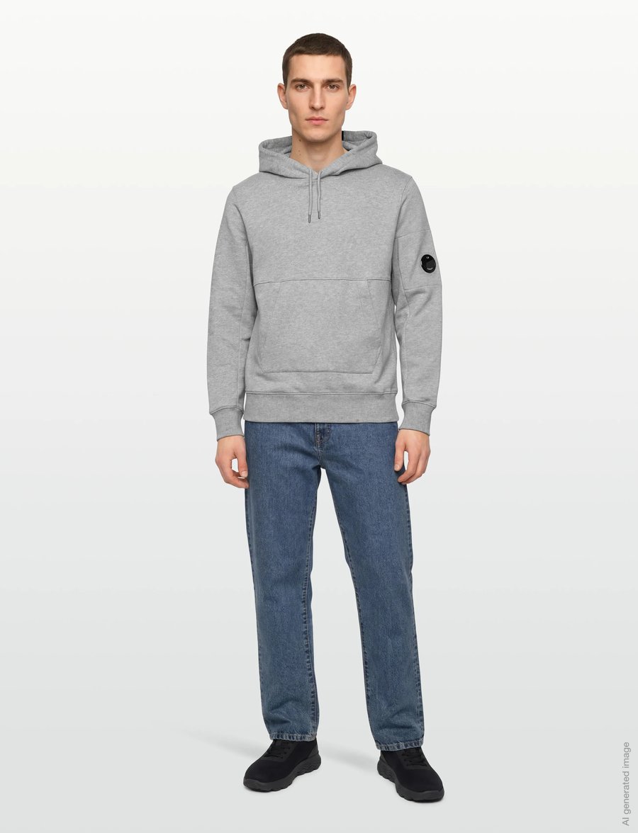 C.P. Company - Diagonal Raised Fleece Hooded Sweatshirt - kapuzenpullover - grey melange - 0