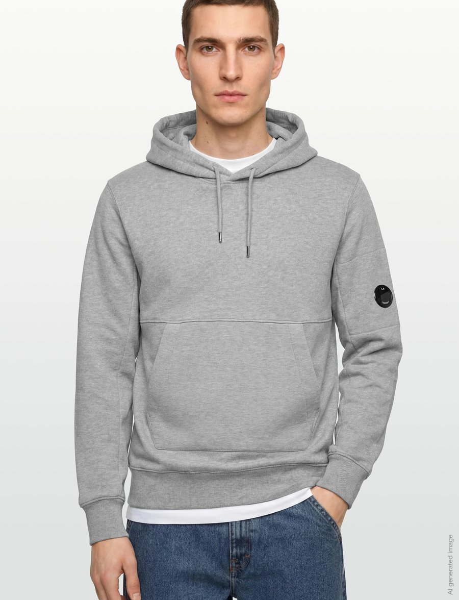 C.P. Company - Diagonal Raised Fleece Hooded Sweatshirt - kapuzenpullover - grey melange - 3