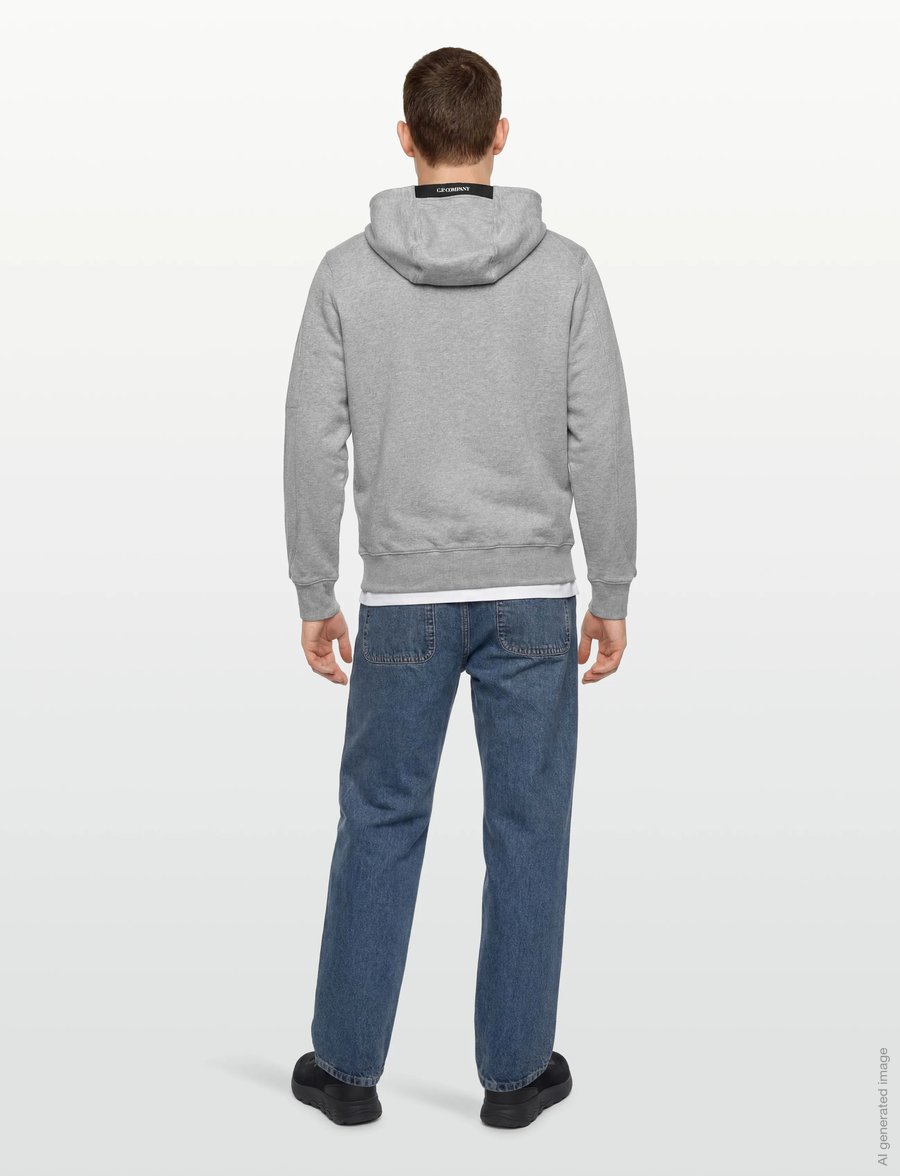C.P. Company - Diagonal Raised Fleece Hooded Sweatshirt - kapuzenpullover - grey melange - 4