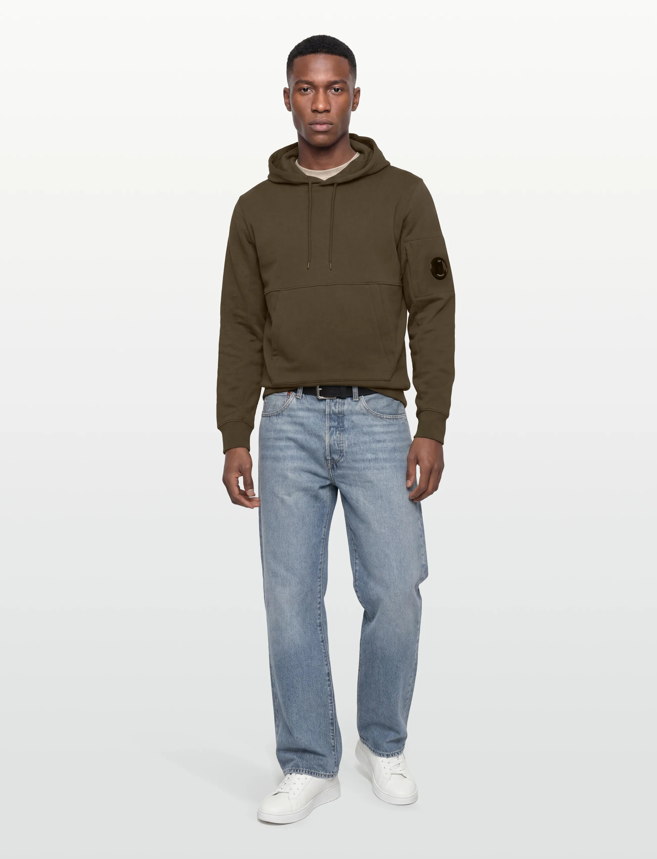 Diagonal Raised Fleece Hooded Sweatshirt