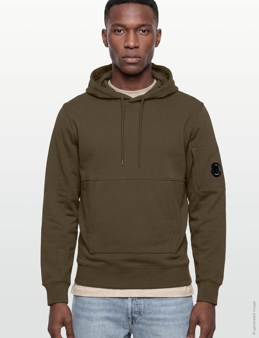 C.P. Company - Diagonal Raised Fleece Hooded Sweatshirt - sweatshirts - ivy green - 3