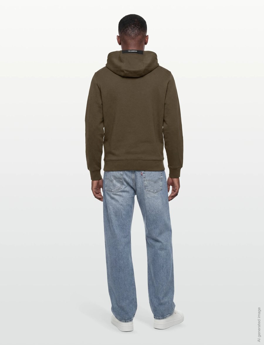 C.P. Company - Diagonal Raised Fleece Hooded Sweatshirt - sweatshirts - ivy green - 4