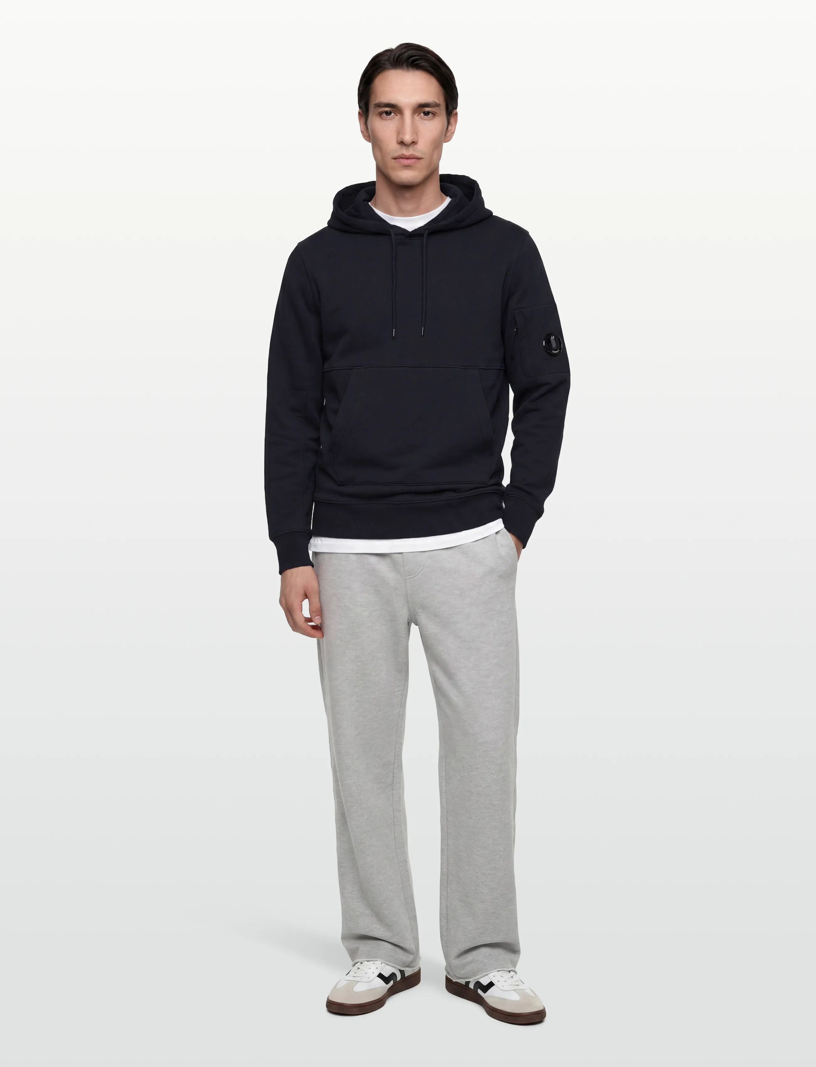 Diagonal Raised Fleece Hooded Sweatshirt