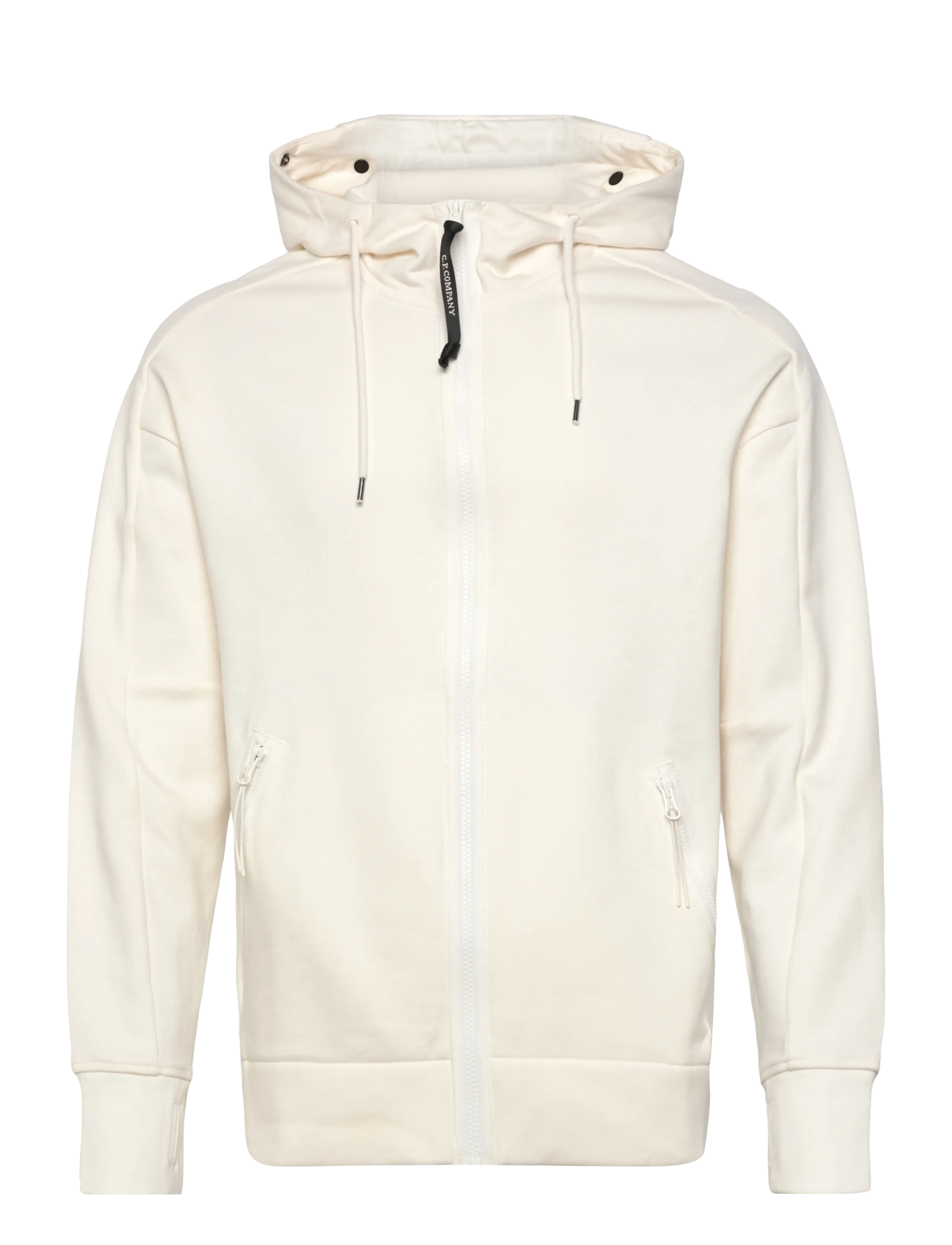Diagonal Raised Fleece Goggle Zipped Hoodie - GAUZE WHITE
