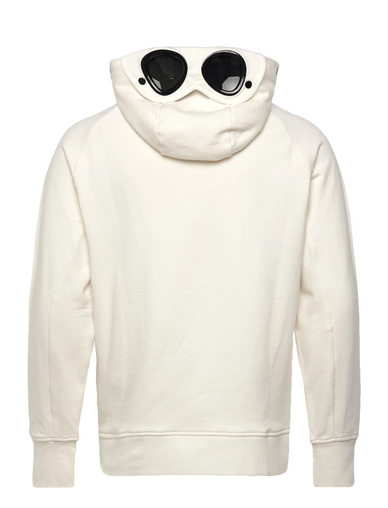 C.P. Company - Diagonal Raised Fleece Goggle Zipped Hoodie - kapuutsiga dressipluusid - gauze white - 1