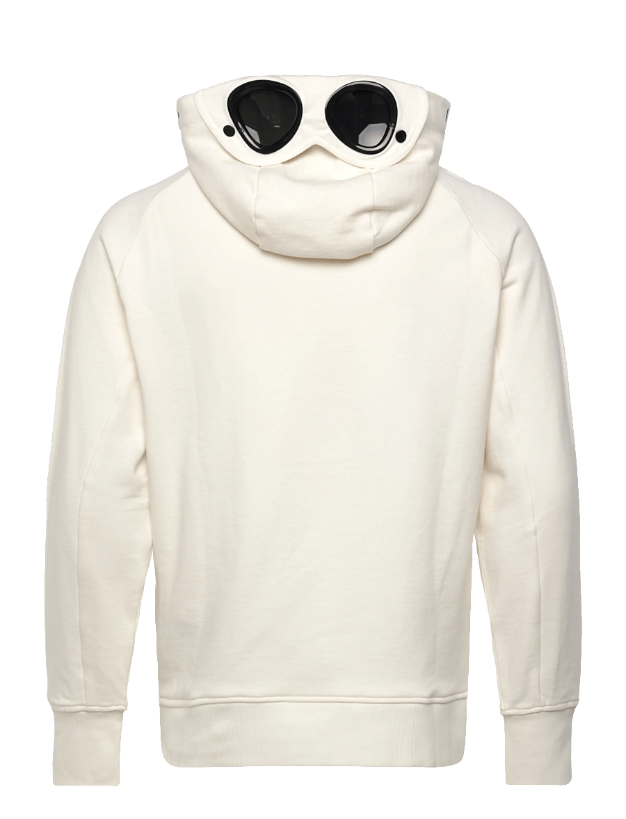 C.P. Company - Diagonal Raised Fleece Goggle Zipped Hoodie - bluzy z kapturem - gauze white - 2