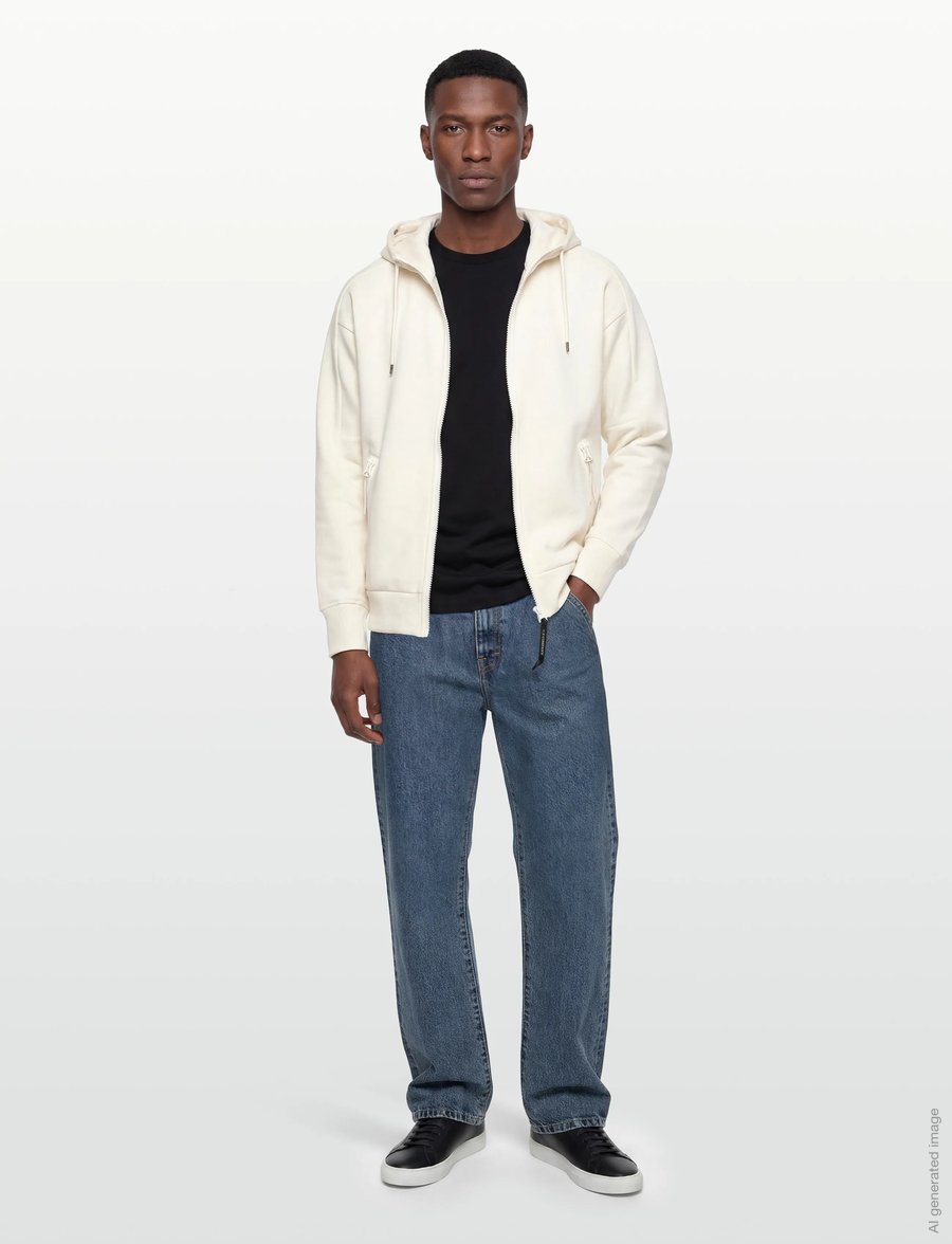 C.P. Company - Diagonal Raised Fleece Goggle Zipped Hoodie - bluzy z kapturem - gauze white - 0