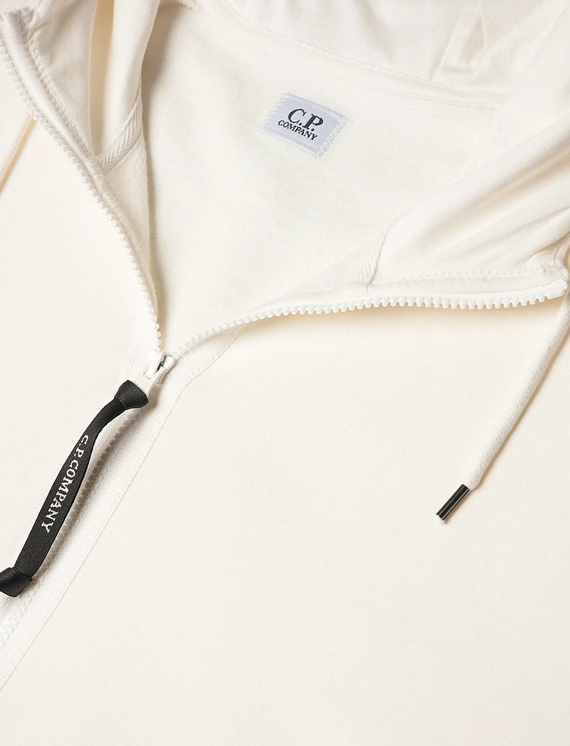 C.P. Company - Diagonal Raised Fleece Goggle Zipped Hoodie - kapuutsiga dressipluusid - gauze white - 2