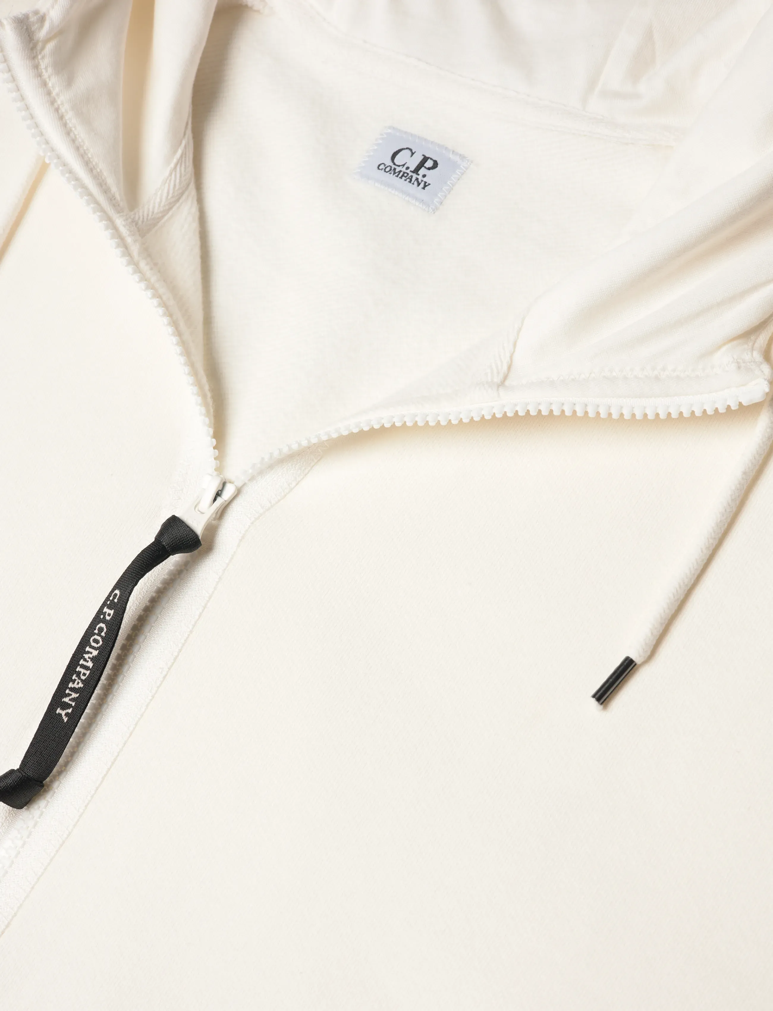 C.P. Company - Diagonal Raised Fleece Goggle Zipped Hoodie - hættetrøjer - gauze white - 5