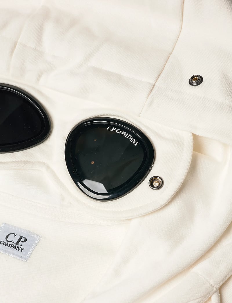 C.P. Company - Diagonal Raised Fleece Goggle Zipped Hoodie - kapuutsiga dressipluusid - gauze white - 4
