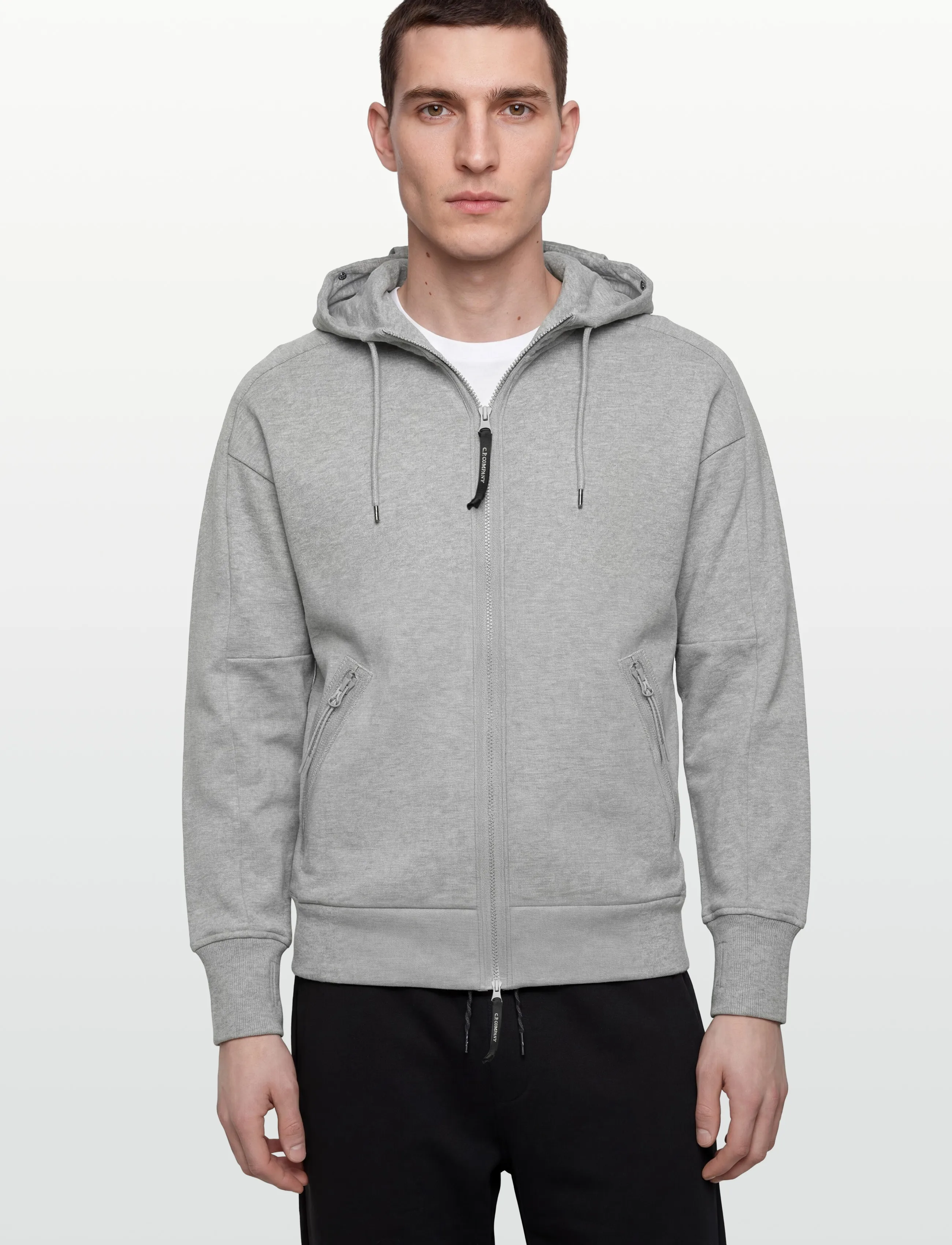 C.P. Company - Diagonal Raised Fleece Goggle Zipped Hoodie - sweats à capuche - grey melange - 3