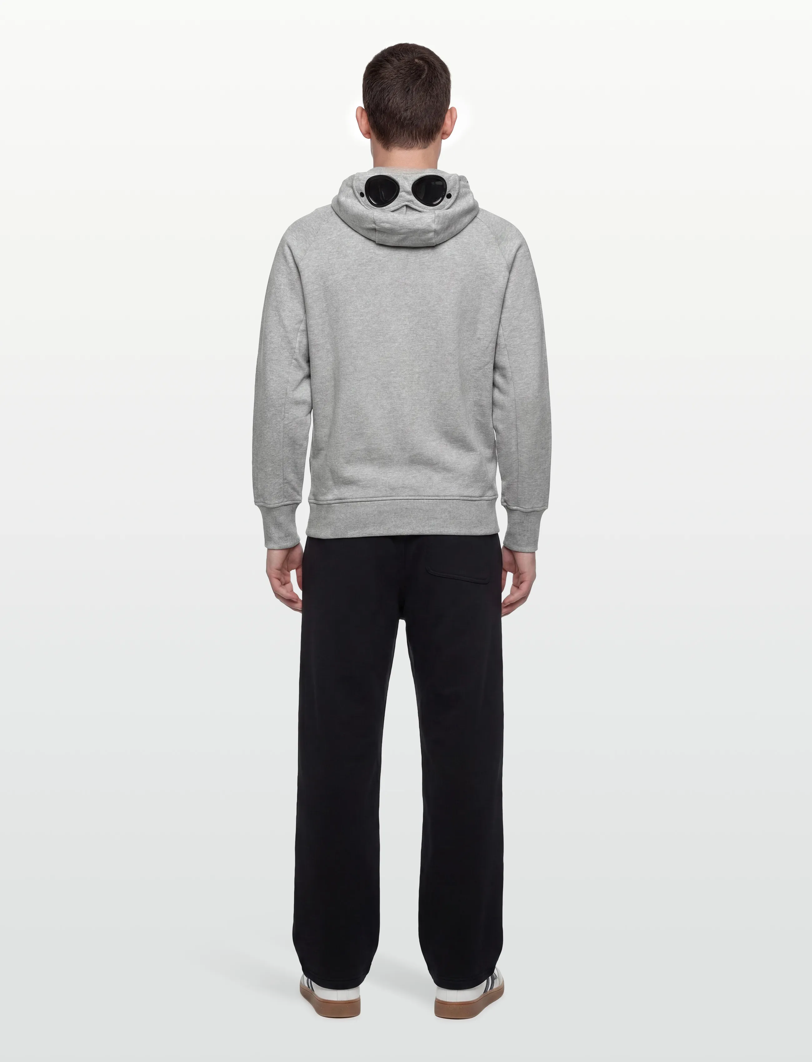 C.P. Company - Diagonal Raised Fleece Goggle Zipped Hoodie - sweats à capuche - grey melange - 4