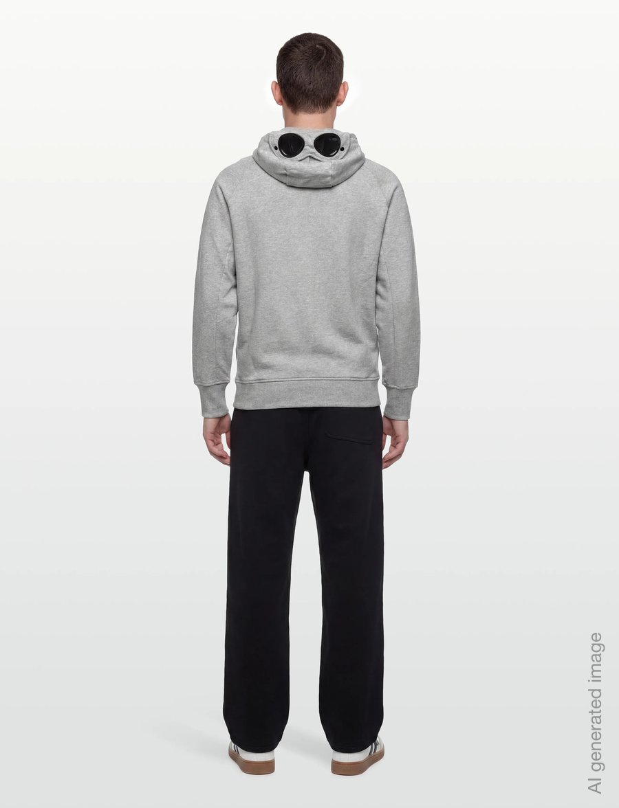 C.P. Company - Diagonal Raised Fleece Goggle Zipped Hoodie - sweatshirts - grey melange - 4