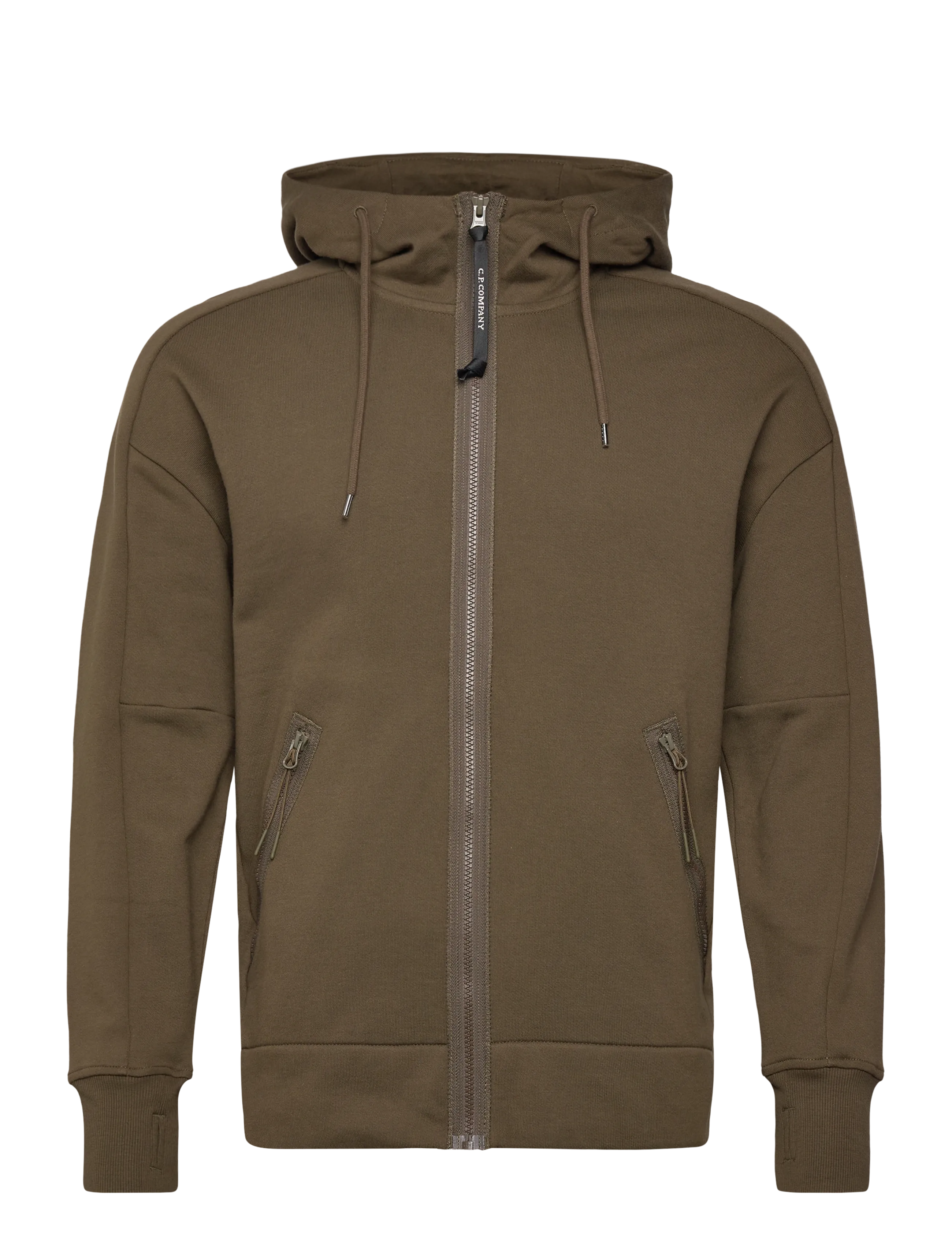 Diagonal Raised Fleece Goggle Zipped Hoodie - IVY GREEN