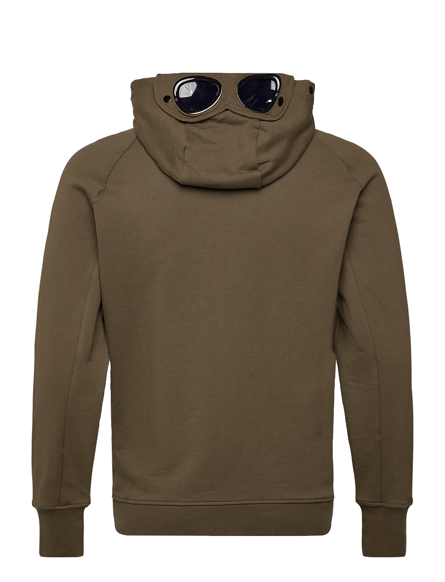 C.P. Company - Diagonal Raised Fleece Goggle Zipped Hoodie - sweatshirts - ivy green - 2