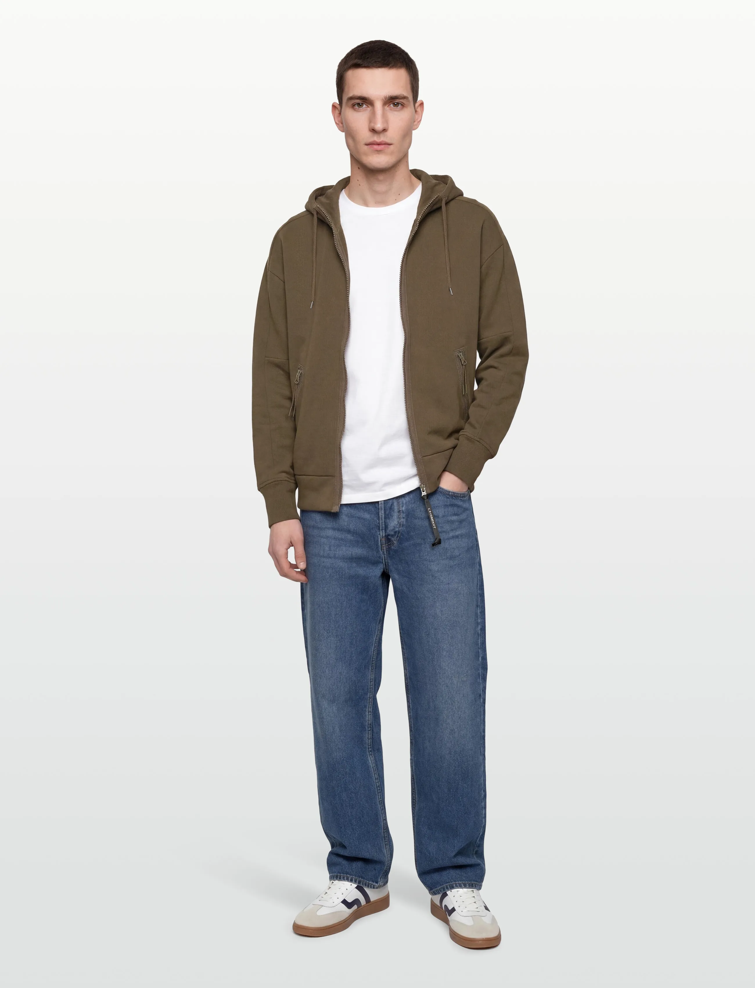 C.P. Company Diagonal Raised Fleece Goggle Zipped Hoodie - Kapuzenpullover - IVY GREEN / khaki/green