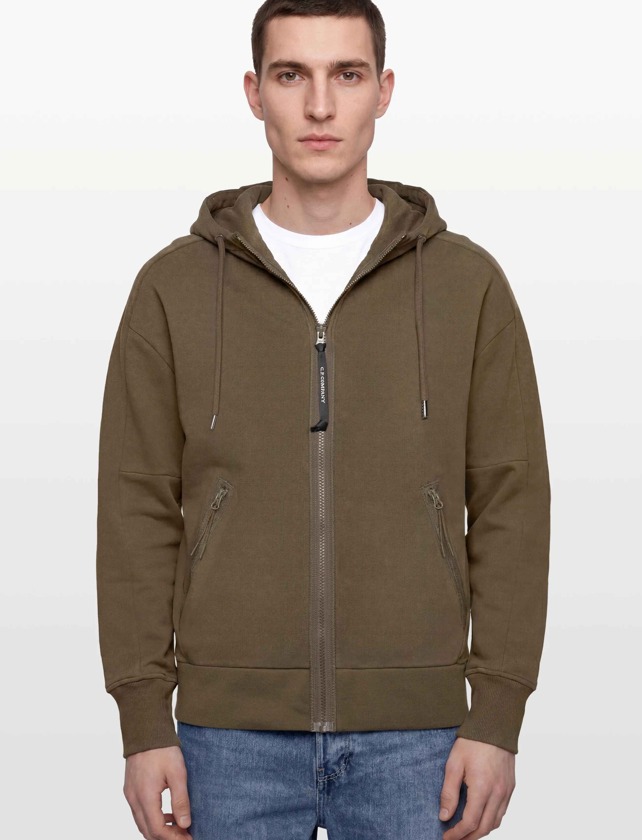 C.P. Company - Diagonal Raised Fleece Goggle Zipped Hoodie - hættetrøjer - ivy green - 3
