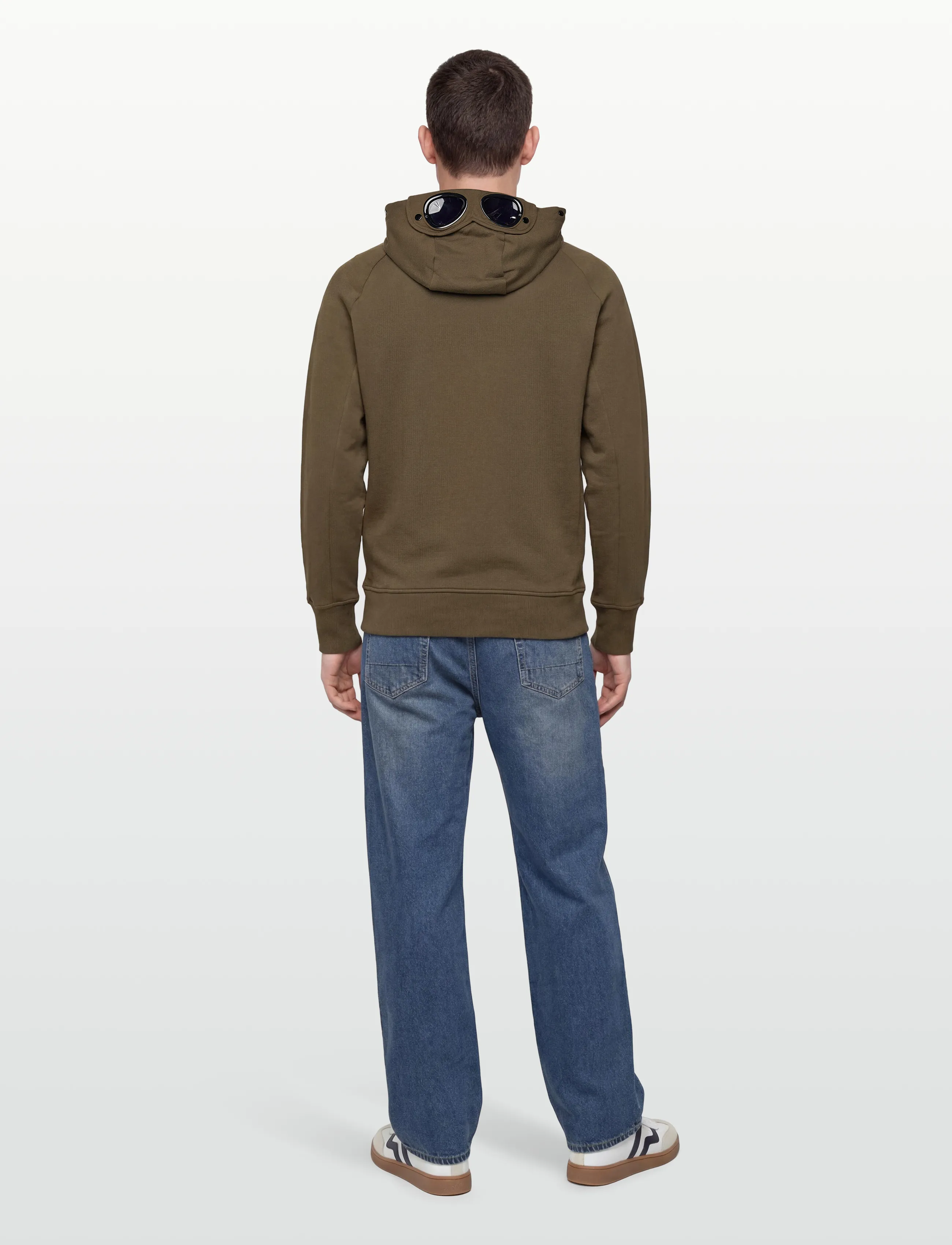 C.P. Company - Diagonal Raised Fleece Goggle Zipped Hoodie - hættetrøjer - ivy green - 4