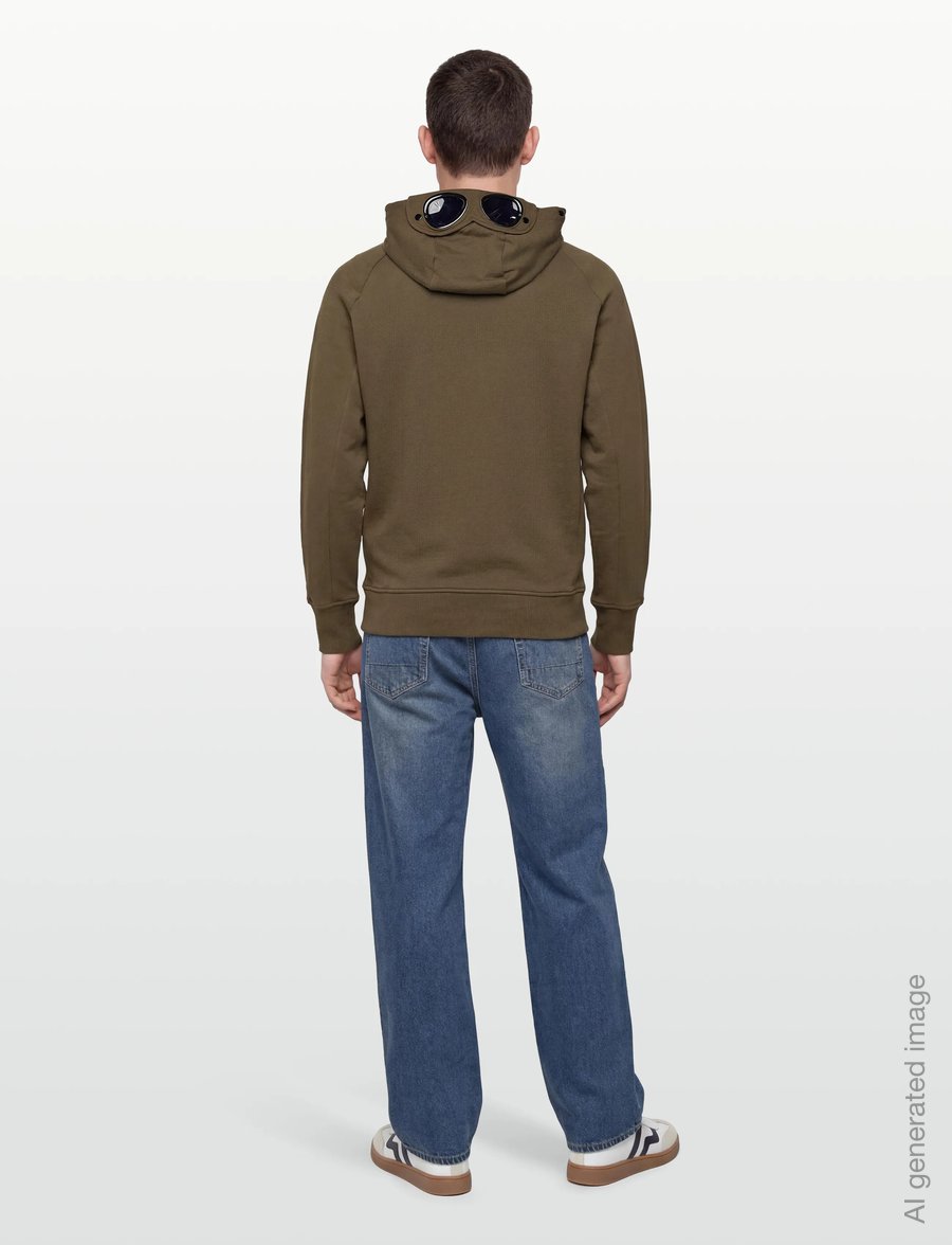 C.P. Company - Diagonal Raised Fleece Goggle Zipped Hoodie - sweatshirts - ivy green - 4