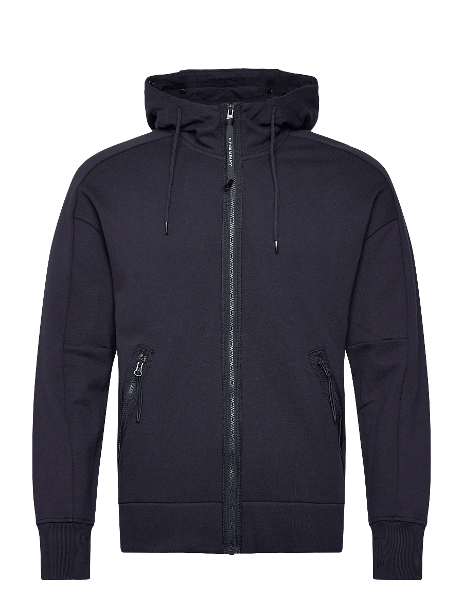 C.P. Company - Diagonal Raised Fleece Goggle Zipped Hoodie - bluzy z kapturem - total eclipse - 1