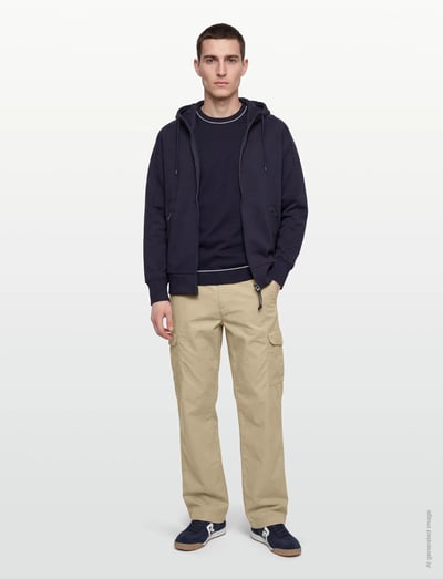 Diagonal Raised Fleece Goggle Zipped Hoodie - HæTtetrøJer