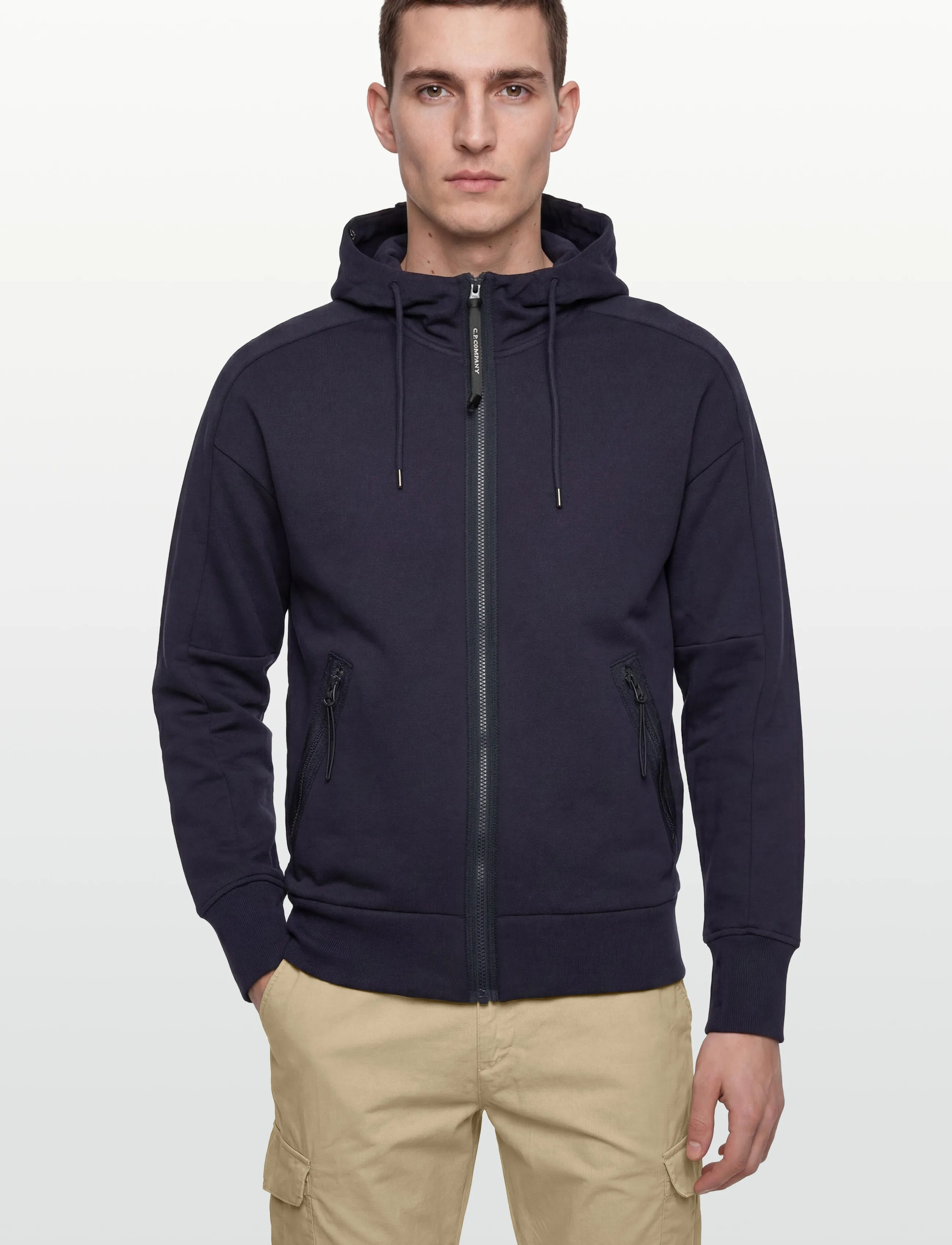 C.P. Company - Diagonal Raised Fleece Goggle Zipped Hoodie - hættetrøjer - total eclipse - 3