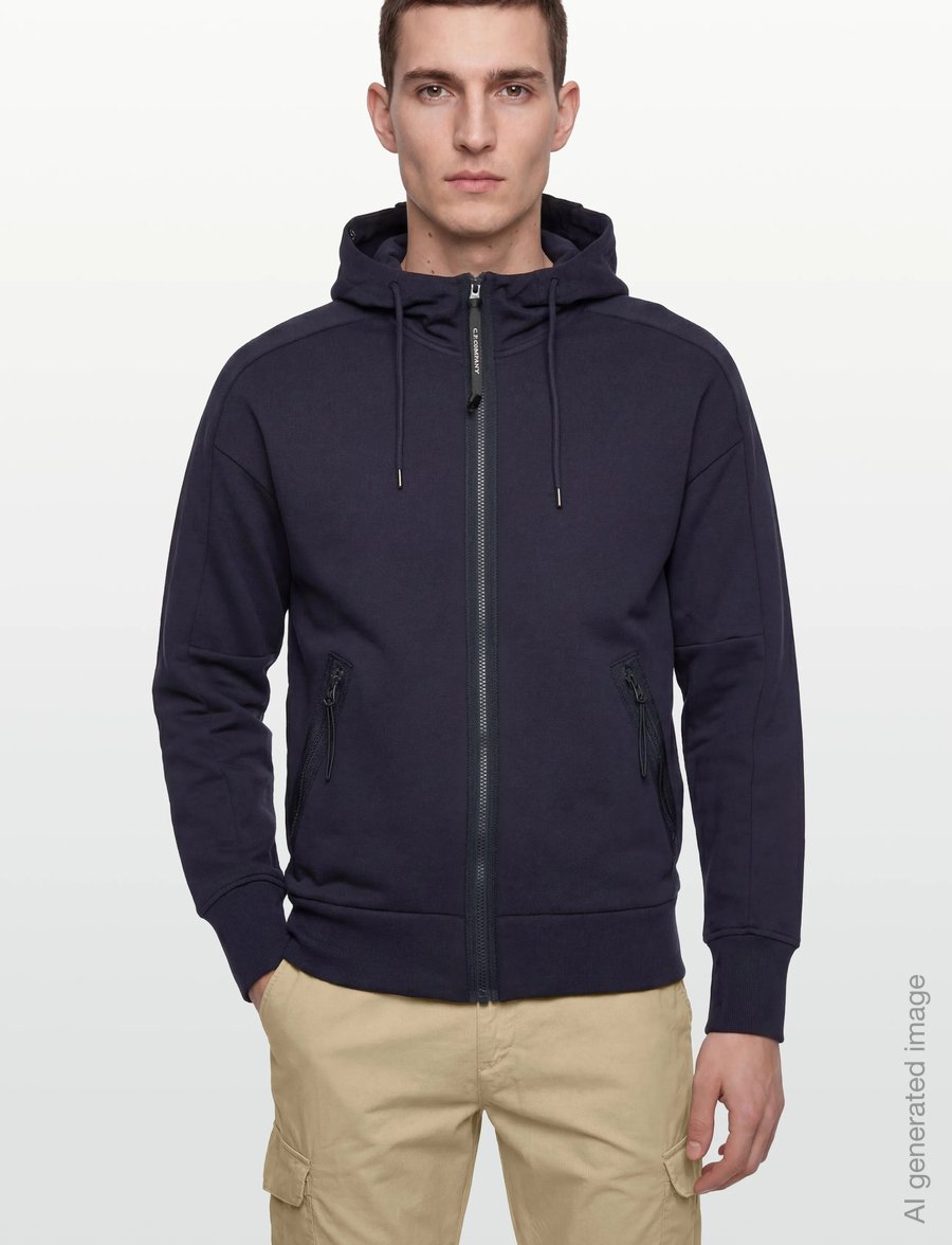 C.P. Company - Diagonal Raised Fleece Goggle Zipped Hoodie - hoodies - total eclipse - 3