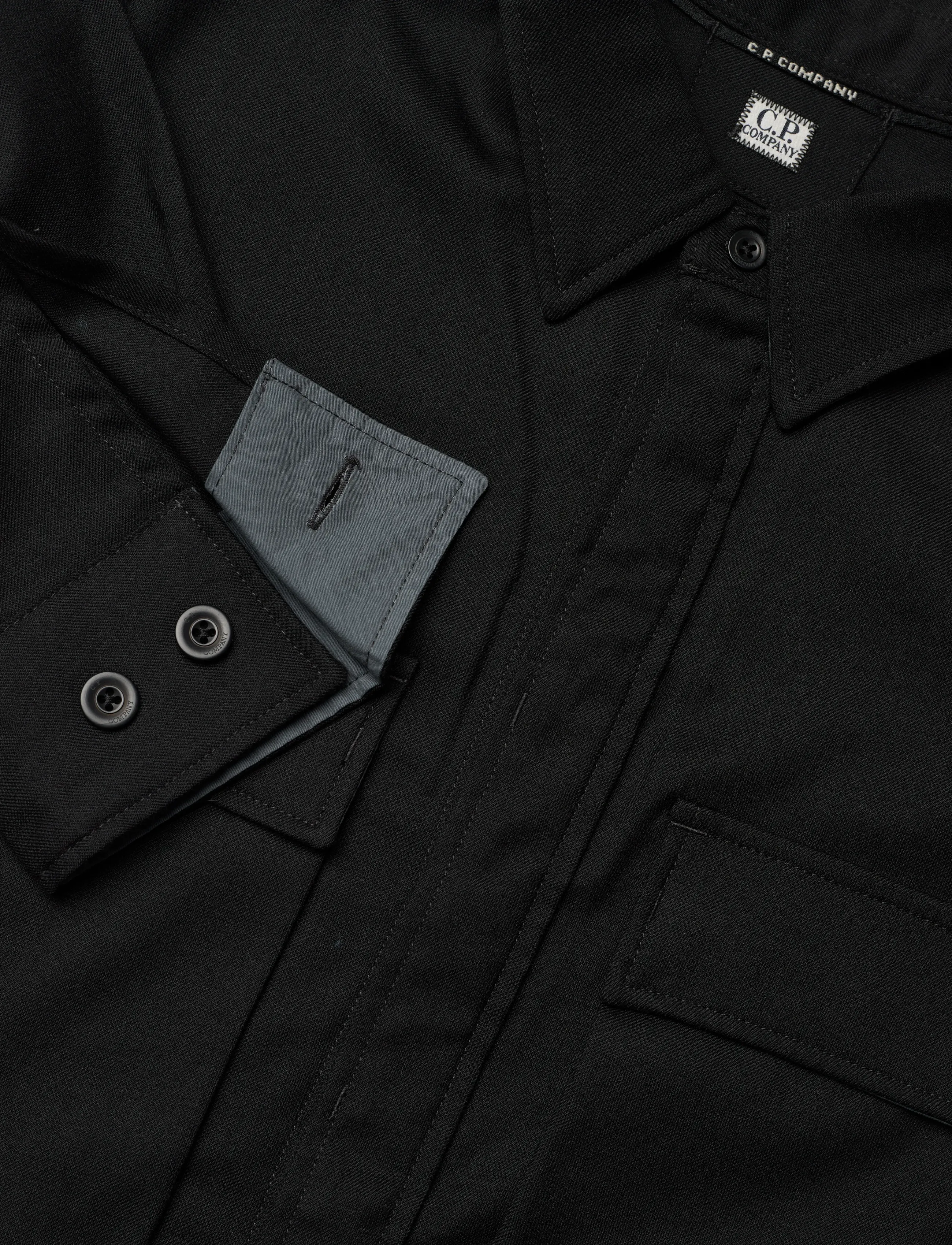 C.P. Company - WOOL GABARDINE SHIRT - basic-hemden - black - 4
