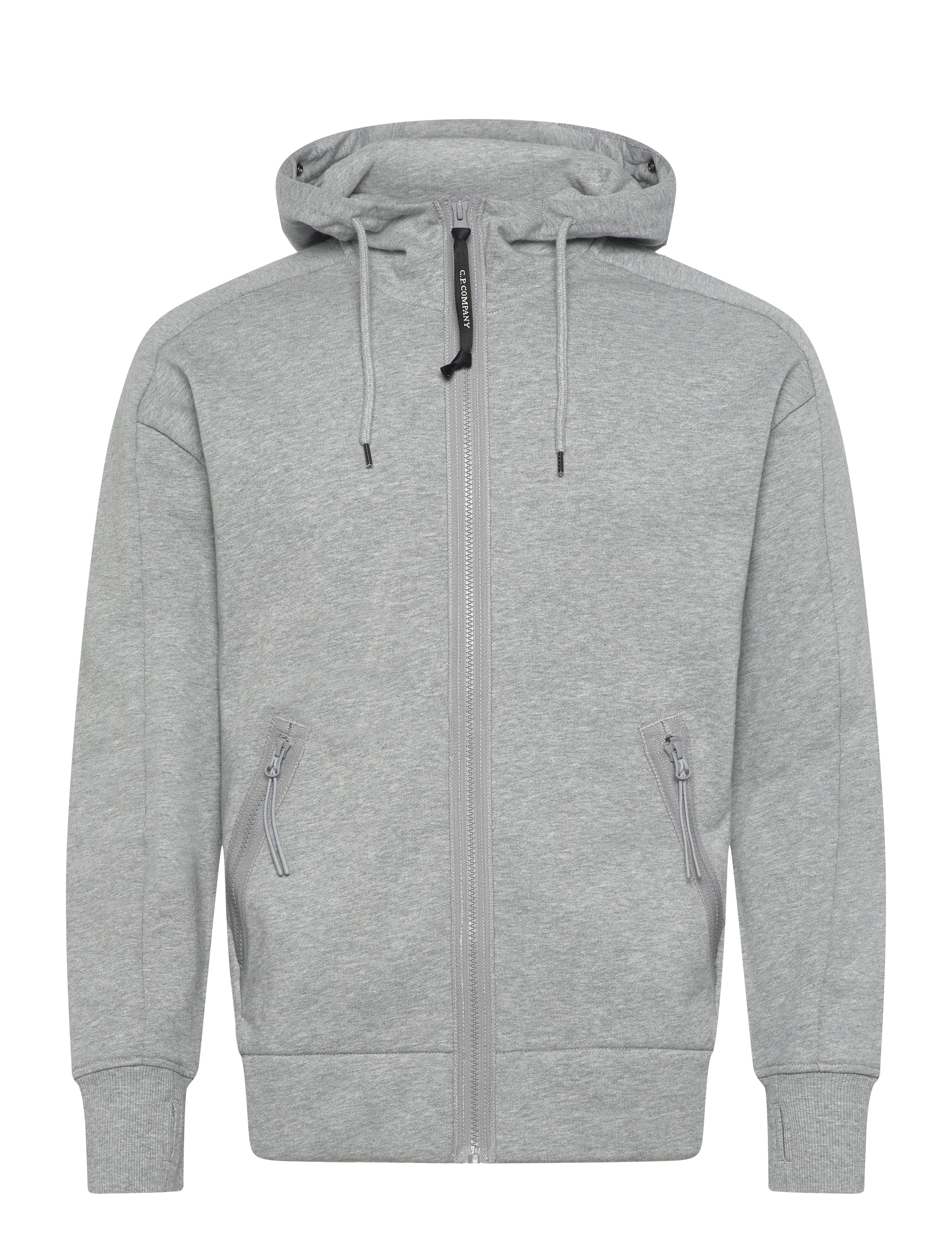 C.P. Company Diagonal Raised Fleece Google Hoodie - Sweatshirts - GREY MELANGE / grey
