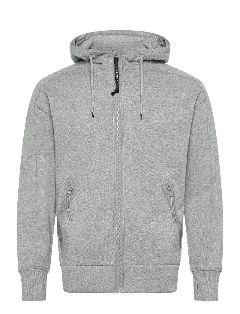 C.P. Company - Diagonal Raised Fleece Google Hoodie - hoodies - grey melange - 1