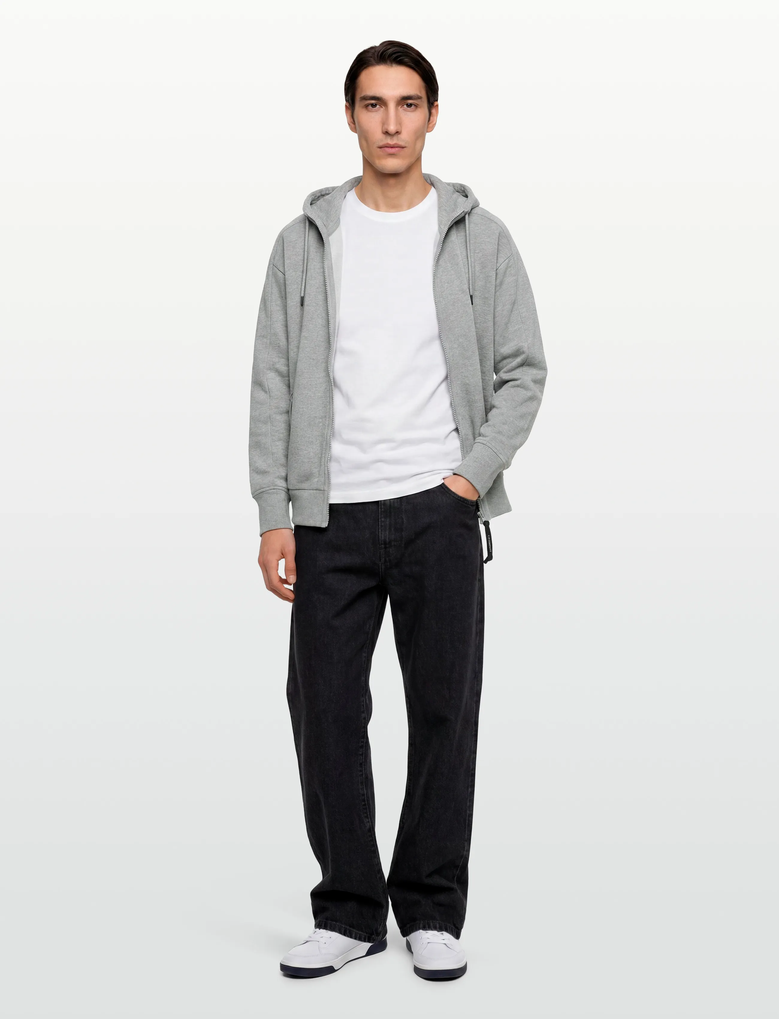 C.P. Company Diagonal Raised Fleece Google Hoodie, 3XL, Grey, Sweatshirts & Hættetrøjer > Hættetrøjer, Herre