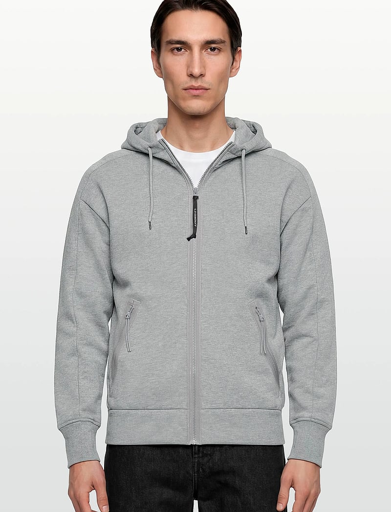 C.P. Company - Diagonal Raised Fleece Google Hoodie - hoodies - grey melange - 4