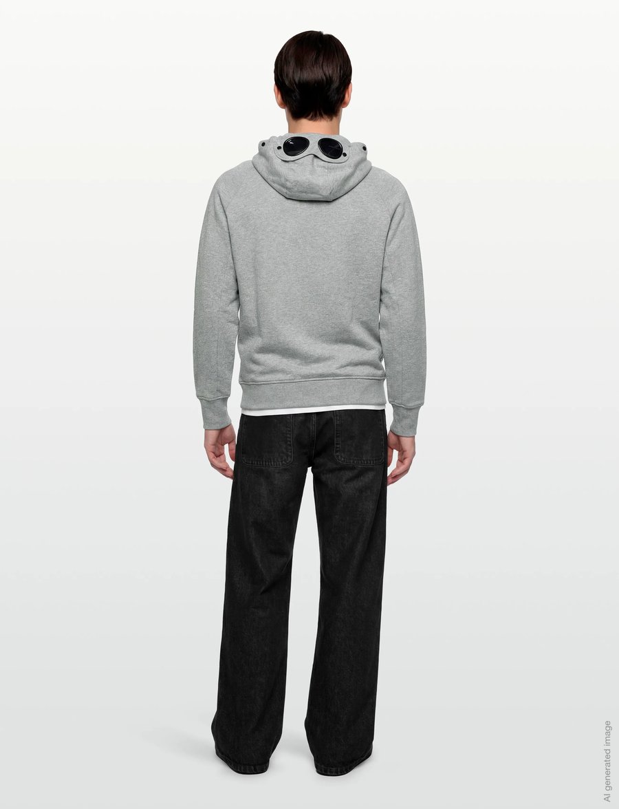 C.P. Company - Diagonal Raised Fleece Google Hoodie - kapuzenpullover - grey melange - 5