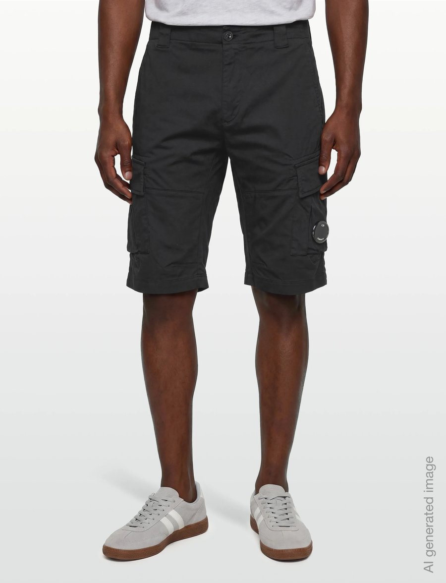 C.P. Company - SATIN STRETCH - BERMUDA - lühikesed kargopüksid - black - 3