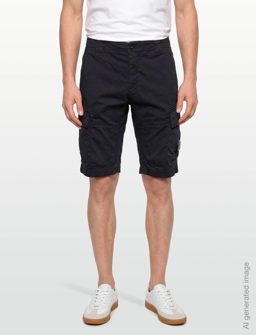 C.P. Company - SATIN STRETCH - BERMUDA - cargo shorts - total eclipse - 5