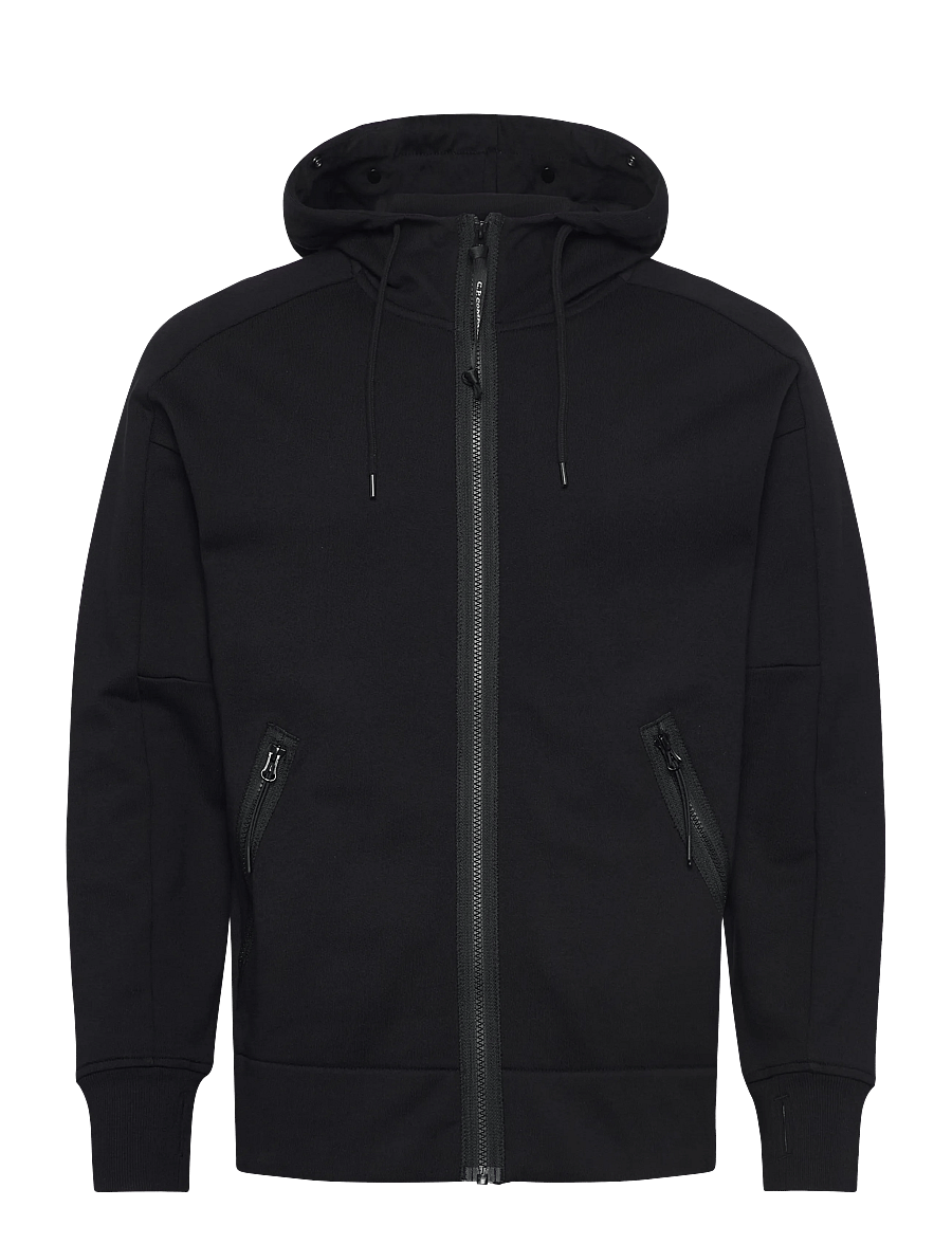 C.P. Company - RAISED FLEECE GOGGLE ZIPPED HOODIE - hoodies - black - 1