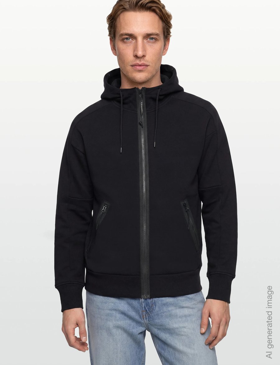 C.P. Company - RAISED FLEECE GOGGLE ZIPPED HOODIE - hoodies - black - 4