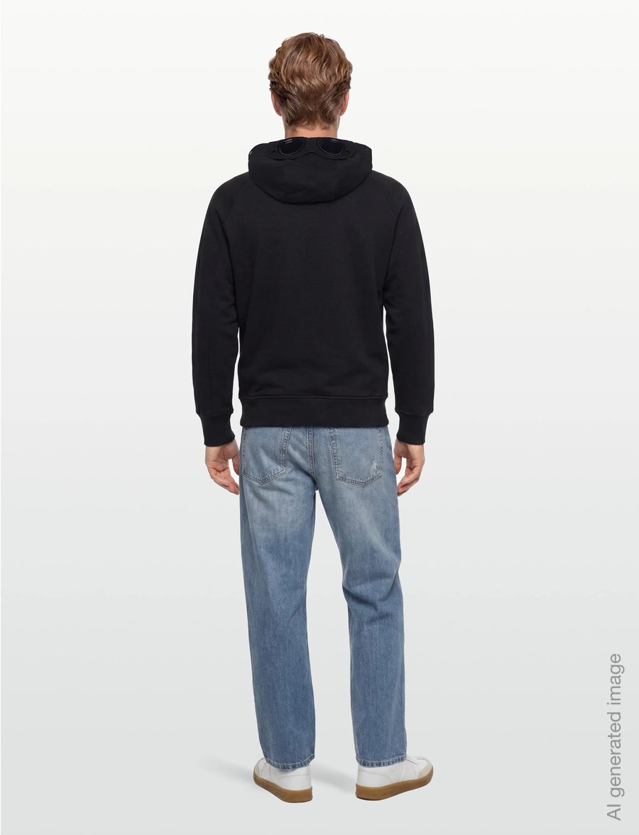C.P. Company - RAISED FLEECE GOGGLE ZIPPED HOODIE - hoodies - black - 5