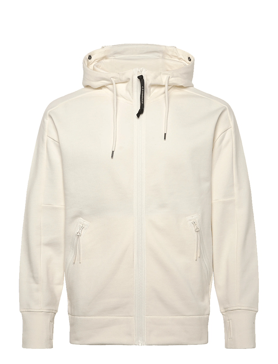 C.P. Company - RAISED FLEECE GOGGLE ZIPPED HOODIE - sweatshirts - gauze white - 1