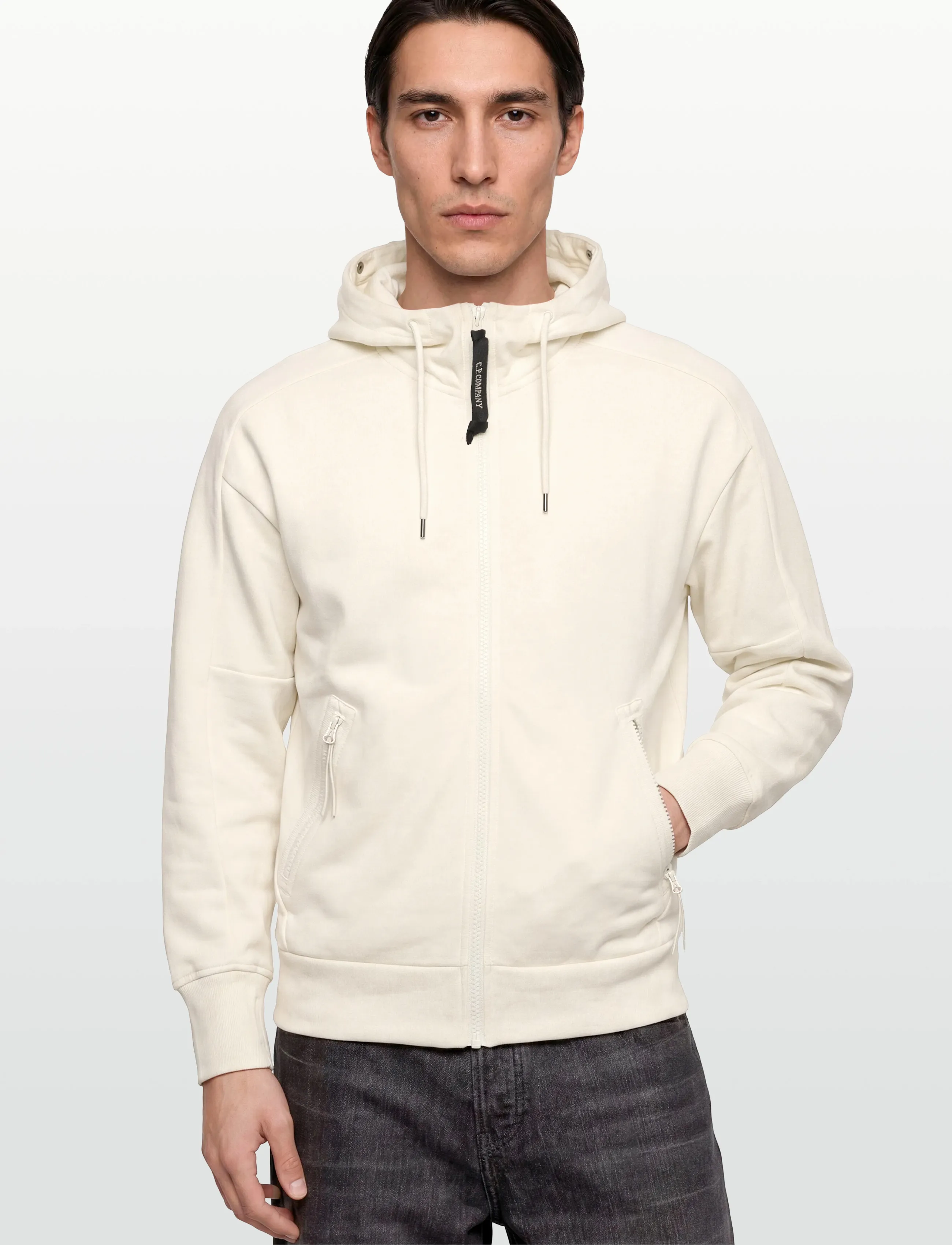 C.P. Company - RAISED FLEECE GOGGLE ZIPPED HOODIE - sweats à capuche - gauze white - 3