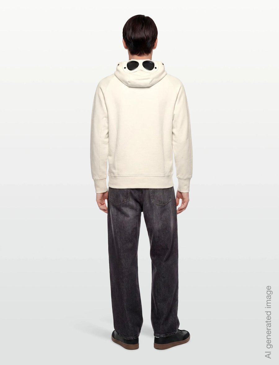 C.P. Company - RAISED FLEECE GOGGLE ZIPPED HOODIE - sweatshirts - gauze white - 4