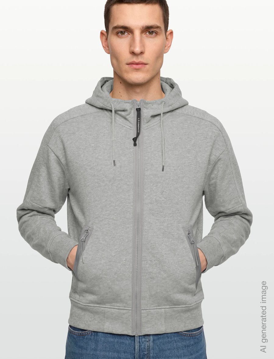 C.P. Company - RAISED FLEECE GOGGLE ZIPPED HOODIE - hoodies - grey melange - 3
